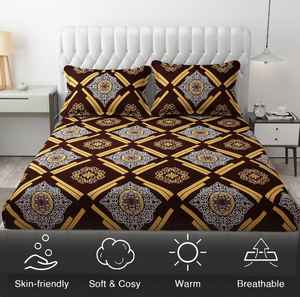 Ensemble de draps de lit 3 pièces en coton de qualité élégante Impression florale solide Style classique Confortable et idéal pour les cadeaux - Product Image 3