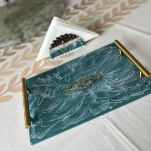 Bandeja de Madera de Lujo para Mesa de Comedor, Decoración del Hogar, Bandeja para Servir Alimentos, Regalo de Cocina, Ramadán, Diwali, Boda, Diseño Moderno, Forma Rectangular - Product Image 1