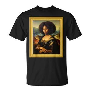 T-Shirt Donna Afroamericana Mona Lisa Afro Queen - Celebrazione Black History Month - Prodotto Promozionale Colore Nero - Product Image 1