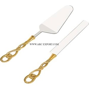 Serveur de gâteau et couteau en acier inoxydable fait à la main pour décoration de table de mariage et de table à la maison - Product Image 4