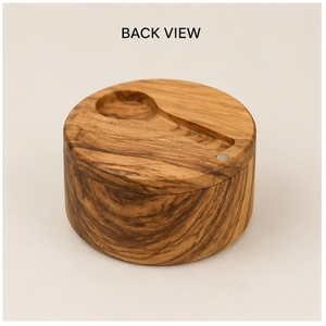 Boîte à sel en bois avec cuillère, récipient en bois fait main avec couvercle, hauteur de 2,0 pouces, pour usage en cuisine - Product Image 2
