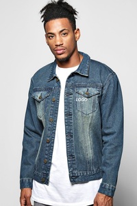 Jeans stretch respirants de haute qualité veste en jean à la mode bicolore vente en gros de vestes en jean de sport vintage délavé pour hommes - Product Image 2