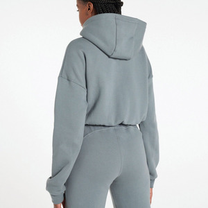 Top corto con cremallera completa para mujer, Sudadera con capucha corta, cómoda, informal, a la moda, cálida, para invierno - Product Image 4