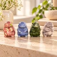 Statuette d'animal mignonne en cristal multi-matériaux sculpté, figurine en pierre précieuse pour la décoration de la maison, du bureau ou comme cadeau