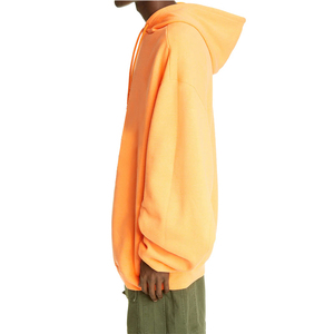 <b>Men's</b> Oversized Zip-Up Hooded Fleece <b>Sweatshirt</b> Solid <b>Orange</b> Regular Fit Autumn Streetwear Long Sleeve 100% Cotton Hoodie - Product Image 5