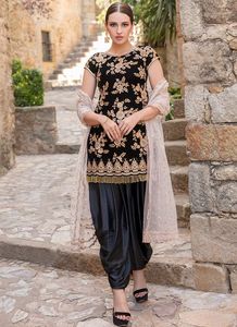 FULL EMBROIDERY ON SILK KURTA WITH SALWAR DRESS EMBELLISH WITH CRYSTAL GLASS BEADS,DABKA ,WORK for Party-WEAR/WEDDING @ 2022 - Product Image 2