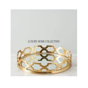 Bandeja de espejo de vidrio de metal de estilo europeo único con atractivo antiguo diseñado para servir un desayuno elegante y una decoración elegante - Product Image 1