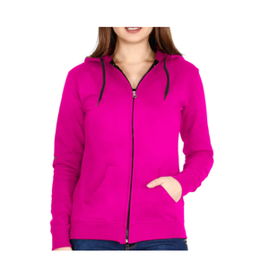 Sweat-shirt à capuche zippé en tricot pour femme, 100 % coton, anti-boulochage, avec poches, collection hiver - Product Image 4