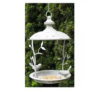 Mangeoire et Bain pour Oiseaux de Luxe, Antique, d'Extérieur, en Bois et Métal, Faits à la Main, à Fixation sur Poteau, en Acier Inoxydable 304, Grande Taille, Couleur Personnalisable