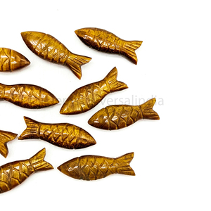 Perles de pierres précieuses sculptées en forme de poisson œil de tigre naturel 25mm Charmes d'animaux pour la fabrication de bijoux au prix de gros - Product Image 4