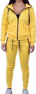 Conjunto de chándal deportivo de 2 piezas informal atlético de algodón 100% para mujer, pantalones Jogger y Sudadera con capucha para la temporada de primavera, Color sólido - Product Image 4