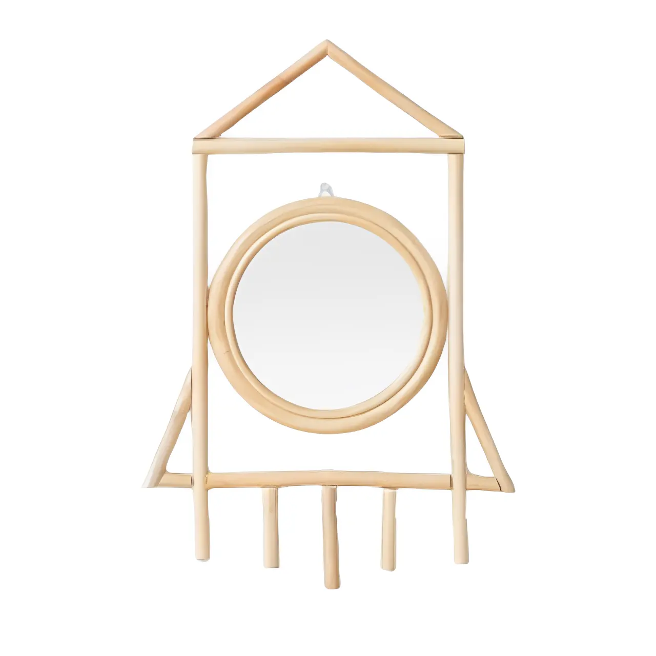 Specchio in rattan unico per i bambini a forma di un razzo design lussuoso per la decorazione della stanza o souvenir
