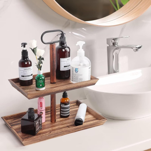 High Quality Acacia 2 Tier Wooden Rustic Serving <b>Tray</b> Platter for Cakes Fruits <b>Snack</b> Wholesaled From Vietnam - Product Image 3