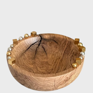 Arc en bois naturel fabriqué à la main avec support de figures humaines bol de service élégant bol à salade pour décor d'hôtel et de Restaurant - Product Image 5