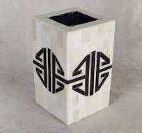 Organizador de portalápices de lujo hecho a mano con diseño de incrustaciones de hueso Material de madera y resina personalizado para almacenamiento de lápices - Product Image 2