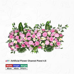 Artificial Flower Factory Meadow <b>Blush</b> & Ivory Luxe Channel Panel Carnation & Rose Cluster Row 90cm High-Density Floral - Product Image 2