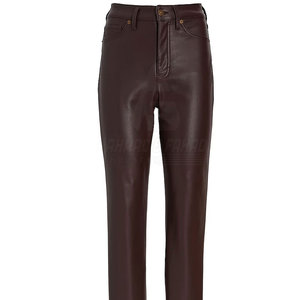 กางเกงหนังลำลองผู้หญิงเทรนด์ปี 2026 เอวกลาง ทรงตรง ระบายอากาศ กันลม เป็นมิตรกับสิ่งแวดล้อม ผลิตตามสั่ง ความยาวเต็มตัว - Product Image 3