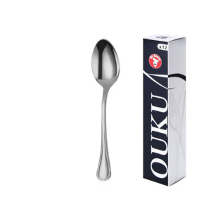 Cuchara para Postre Serie Raya de Mr. Spoon, 175 mm, Acero Inoxidable 18/0, Mango Monobloque, Apta para Lavavajillas, Resistente a la Corrosión, Estilo Clásico - Product Image 1