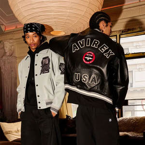 แจ็กเก็ตหนัง Avirex ปักลายสำหรับผู้ชายเสื้อสตรีทแวร์ออกแบบได้ตามต้องการ - Product Image 6