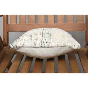 Almohada de retazos Kantha de lana Beige de 12x12 pulgadas, lujosa almohada rústica con estampado esponjoso bordado Vintage para uso en el suelo - Product Image 5