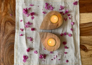 Soportes de luces de té de madera hechos a mano, Set de 2 soportes de luz de té con forma de gota única - Product Image 5