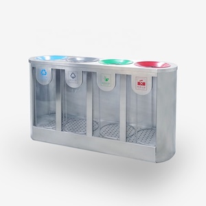 Chất Lượng Cao 4-Ngăn Thép Không Gỉ Tái Chế Bin, Lớn Trong Suốt Thùng Rác Có Thể Cho Sân Bay - Product Image 1