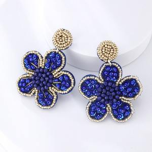 Último estilo TIGER Rhinestones Seed Beads bordado personalizado letra nombre pendientes diseño personalizado para niñas JAVED HANDICKTS modelo - Product Image 5