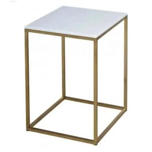 Table basse latérale en fer carré de meubles de salon modernes nordiques avec le dessus en marbre naturel - Product Image 3