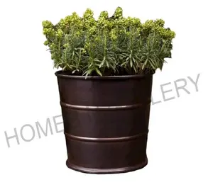 Pots de jardinières en métal galvanisé Antique fait à la main, pots décoratifs d'intérieur et d'extérieur, Pots en fer avec finition antique - Product Image 1