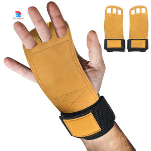 Culturismo Pull-Up Gymnastic Leather Grip Workout Dead-Lift Trainer Cowhide Grip Gym Fitness PU Leather Hand Grips - Product Image 1
