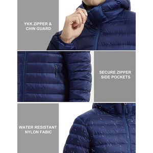 Chaqueta acolchada de manga larga con Forro cálido y a prueba de viento al por mayor, chaquetas de plumón aisladas con capucha y cierre de cremallera de tela duradera para hombre - Product Image 2