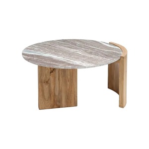 Mesa de Centro de Diseño Moderno y Ecológico 2026, Fabricada con Madera de Mango y Mármol Isabella, 80x80x40 cm - Product Image 2