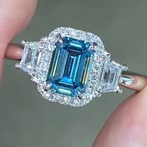 IGI Certified Cvd Lab Grown Creado Esmeralda corte Diamante Anillo 14K 18K Oro sólido Anillo de compromiso Joyería fina para mujeres - Product Image 1