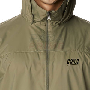 <b>Light</b> <b>Weight</b> Bulk Men Hooded Winter Rain <b>Jacket</b> Canvas Fabric Full Zipper Breathable Quick Dry Front Logo Nylon/Polyester - Product Image 6