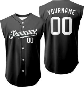 Chaleco de Jersey de béisbol sólido sin mangas de diseño personalizado con botón completo ropa de softball personalizada con nombre y número - Product Image 3