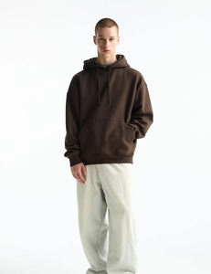 Sudadera con capucha extragrande para hombre, color marrón, corte holgado, tejido polar suave, estilo casual, perfecta para uso diario y comodidad - Product Image 4