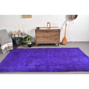 Alfombra turca Vintage moderna, diseño de retazos morados de 4,9x9 pies, látex de lana hecho a mano clásico para pasillo, alfombra rectangular para habitación - Product Image 1