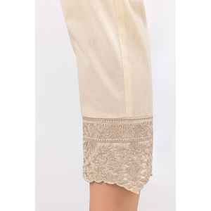 Pantalon en tissu camburic beige TR-22-12, respirant, avec broderie en dentelle, taille mi-haute, coupe ample, style décontracté automne, taille XS - Product Image 3