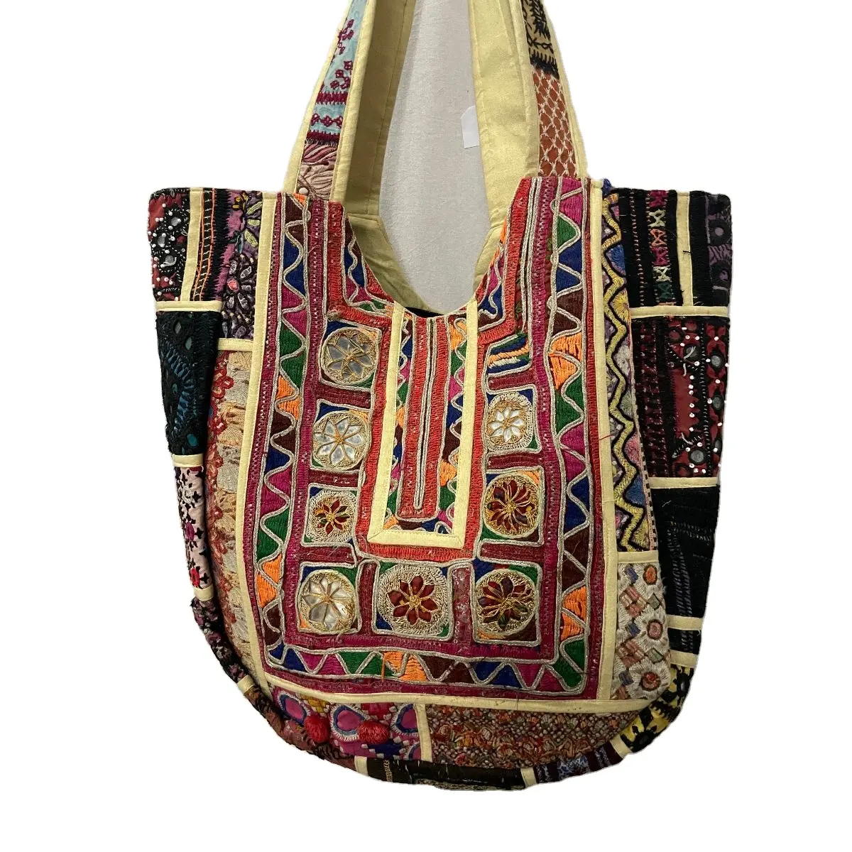 Mirror & Artisan Made Ladies Bag Indian Traditional Bohemian Zari Work Tote Bag Wholesale Handmade Beautiful Banjara Bag Ethnic
