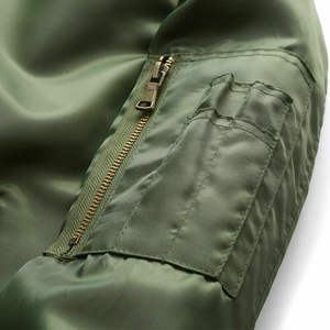 Wholesale Custom Winter Sports <b>Jacket</b> for Men 100% Satin Olive Color <b>Plus</b> <b>Size</b> Front Logo Print Bomber Zipper - Product Image 6