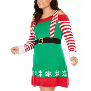 Abito da donna Derek Heart alla moda, taglia XX-Large, verde, con spalle scoperte, modello elfico, taglie forti, confortevole con vita naturale - Product Image 3