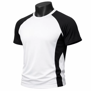 Men's White <b>Black</b> Short Sleeve O-Neck Oversized Fit Eco-Friendly Sporty <b>T</b>-<b>Shirt</b> Quick Dry Knitted 100% Cotton Casual Style Blank - Product Image 2