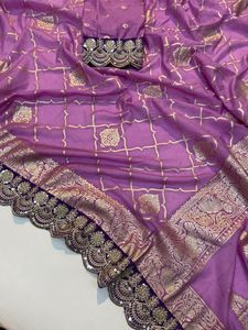 Royal Look diseñador indio étnico Crape Khadi seda Saree último tradicional exclusivo elegante fiesta boda ropa nupcial para mujer - Product Image 6