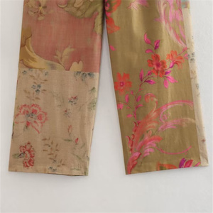 New Women's Casual Canvas <b>Flared</b> High Waist Printed <b>Trousers</b> Wholesale - Product Image 6