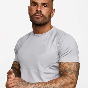 100% Polyester Slim Fit Manches Courtes Col Ras Du Cou Casual Imprimer Twinset T-shirts et Shorts Fondamental Ombre Gris pour L'été - Product Image 5