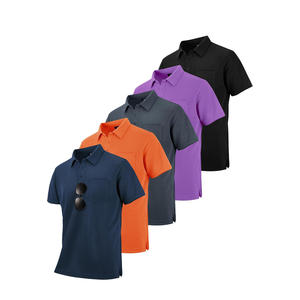 Chemises polo pour hommes à manches longues personnalisables pour le printemps/été, tissu jersey respirant avec motif uni à col montant - Product Image 4