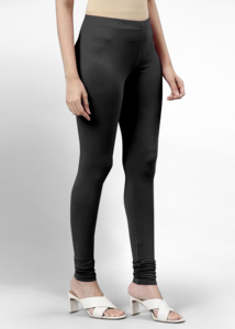 Trendmalls Femmes Super Peigné Coton Élasthanne Stretch Churidar Longueur Leggings Ultrasoft Ceinture Tissu Tricoté Noir (WL03) - Product Image 3