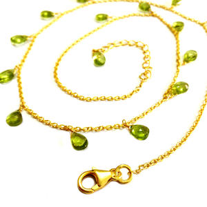 Everyday Wear 925 Sterling Silver Chapado en oro Moda Peridot Gemstone Ladies Wear Collar de cadena de eslabones - Product Image 3