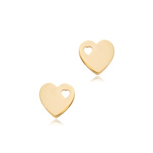 Laser Cut Gold Plated Plain Heart 925 Sterling <b>Silver</b> <b>Stud</b> Earrings Minimalist Turkish Handmade Party Jewelry - Product Image 5