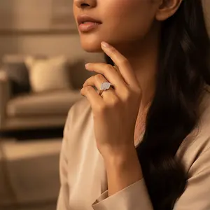 Anillo de Moda para Mujer, Diseño Moderno, Plata 925 con Incrustaciones de Diamantes, Chapado en Oro Rosa, Engaste de Garra de Alta Calidad, Joyería Fina - Product Image 3